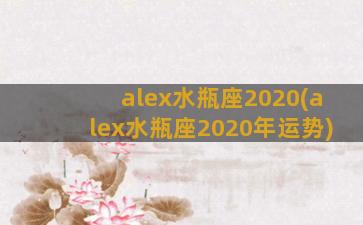alex水瓶座2020(alex水瓶座2020年运势)