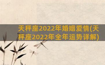 天秤座2022年婚姻爱情(天秤座2022年全年运势详解)